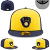 Milwaukee BrewersGorra de Béisbol de Cobertura Total con Protección Solar de Espalda Cerrada Bordada