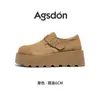 Zapatos Mula Augu Shiden con Forro de Lana para Mujer 2026 Nuevo Invierno Suela Gruesa Felpa Slip-On Botas de Nieve para Mujeres Embarazadas Zapatos de Algodón