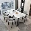 Mesa de jantar e conjunto de cadeiras em placa de rocha de luxo leve italiana moderno simples para casa apartamento pequeno mesa retangular de jantar e cadeira