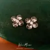 Aretes de Aguja Plateada con Incrustaciones de Circonita y Diamante, Diseño de Flor Redonda, Estilo Coreano, Aretes Únicos y de Nicho, Lujo Ligero, Sensación de Alta Gama, Venta al por Mayor