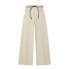 Estilo Old Money Ropa para Mujer 2026 Primavera Nueva Colección: Top Asimétrico de Manga Larga con Cuello Diagonal y Cinturón, Combinado con Pantalones Largos, Conjunto Elegante para Mujer