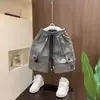 Conjunto de Verano Nuevo Estilo para Niños Niños Tendencia Fresco Estilo Coreano Niños Medianos y Mayores Elegante Tie-Dye Holgado Camiseta de Manga Corta Conjunto de Dos Piezas