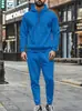 Nueva sudadera deportiva casual con capucha de gofres de color liso para hombre con media cremallera y pantalón, de Amazon, para otoño e invierno, transfronteriza
