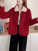 Cardigan de Punto Doble Cara de Lana Estilo Chanel Elegante, Nuevo Estilo Primavera 2026 para Mujer, Corte Holgado, Chaqueta Suéter Versátil con Bolsillos Tendencia