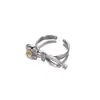 Anillo Dorado Blanco Chapado en Cobre, Lujo Accesible de Nicho, Anillo de Zirconia Colorida Incrustada de Gama Alta, Anillo Abierto Exquisito y Hermoso