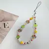 Cadena para Teléfono Oso Trébol de Cuatro Hojas Verde Hecha a Mano con Cuentas Lanyard Estilo Ins para Niña Decoración con Colgante Lindo