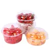 Caja Desechable Personalizada para Frutas Plástico Plato Cortador de Frutas Frescas Caja con Tapa Transparente Caja de Empaque para Ensalada de Frutas