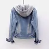 Chaqueta corta de mezclilla para mujer, primavera y otoño, estilo coreano, nueva chaqueta con capucha de manga larga ajustada, top versátil para estudiante, otros