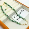 Novo Colar de Clavícula de Luxo Leve de Pérola Natural e Jade Inspirado em Vintage Único Estilo Ins