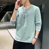 Camiseta de manga larga para hombre, camiseta interior de otoño, nueva camiseta básica para hombre, ropa de marca de moda holgada con estampado de moda para otoño.