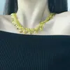 Cadena para Clavícula de Hoja de Metal de Lujo Ligero de Alta Gama Europea y Americana para Mujer, Dulce y Fresca Chica Picante, Artesanía Pesada, Collar Minimalista de Nicho, Nuevo Estilo