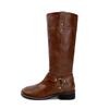 Otoño e invierno botas de pierna gruesa redondas grandes 2024 nuevo otoño e invierno para damas botas altas marrones de alto sentido occidental