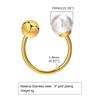 Anel de Abertura de Pérola Europeu e Americano Feminino Aço Inoxidável Cor Dourada 18K Acessórios Joias Riacho de Primavera RC-596