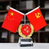 Decoração de bandeira de mesa executiva, decoração de bandeira nacional para sala de conferências, porta-canetas de cristal de alta qualidade personalizado, presente de bandeira vermelha grande para mesa