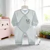26 Romper de Bebé Delgado de Verano con Mariposas de un Solo Lado Mono de Bebé de Algodón con Velcro de Dibujos Animados Talla 52-59