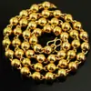 Joyería de Cobre Chapado en Oro Collar de Arena Dorada Vietnamita para Hombre, Patrón de Dragón Monocromático, Cuenta Redonda, Eslabón de Bambú, Collar de Imitación de Oro para Hombre