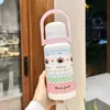 Copo Térmico para Meninas Alto Valor Estudante Grande Capacidade Copo de Isolamento Frio Garrafa de Água Portátil Canudo Duplo para Bebida Copo de Água Infantil