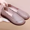 Zapatos de mujer Bai Zhenhe de cuero genuino con suela blanda, cómodos para mediana edad y ancianos, zapatos de cuero que no cansan, zapatos planos antideslizantes para mujer