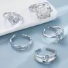 Europa y Estados Unidos transfronterizo nuevo ins moda lujo alta gama traje de anillo aleación irregular anillo cuadrado juego de 5 piezas