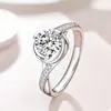 Anel de Noivado de Diamante Estilo Coreano com Cravação em Cluster para Mulheres, Diamante Solto, Design de Girassol de Diamante, Anel Aberto de Diamante Branco, Atacado de Joias