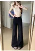 Calça jeans flare de cintura alta para mulheres, plus size, calça de perna larga, caimento solto, modeladora, adequada para pessoas altas, calça boca de sino não apertada