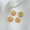 Color Dorado Mate Conservador de Color Perla Incrustada Antigua Ojo de Gato Ópalo Lunar Flor Geométrica Forma de Trébol de Cuatro Hojas Cuentas Espaciadoras Accesorios para Manualidades