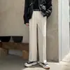 Pantalones de hombre de estilo japonés para streetwear, color liso, sencillos, con caída, pierna recta, para primavera y otoño, casual, versátiles, sin planchar, de longitud completa, pantalones de moda