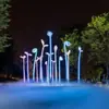 Luz de Paisagem para Todas as Estações com Design em Forma de Botão, Escultura Interativa que Muda de Cor, Material de Aço Inoxidável, Luz Luminosa, Luz de Paisagem para Exterior