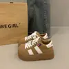 Sapatos de Lona com Plataforma Grossa para Meninas Baixas, Camada de Aumento de Altura, Biqueira de Concha, Casuais Esportivos, Treinamento Alemão, Sapatos de Pão