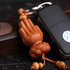 Pequeño llavero de madera de melocotón, bergamota y loto, venta al por mayor, estéreo para coche, colgante, lote mixto LTK06