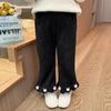 Calça Feminina Outono e Inverno 2025 Nova Roupa Externa Grossa de Veludo Quente para Crianças Calça Sino de Inverno para Crianças