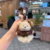 Saia de Lã de Suéter Fofa com Chaveiro de Urso, Chaveiro Adorável de Boneca para Carro, Pingente Criativo de Bolsa com Laço para Mulheres