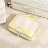 Set de organizadores de viaje de dibujos animados, incluye tres piezas: un organizador de equipaje, un organizador de ropa y un organizador de lencería, con una bolsa de malla portátil