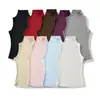 Lyocell Tencel Estilo Desejo Puro Garota Apimentada Regata de Gola Alta com Ombros Estreitos Moda Versátil Europeu e Americano Slim-Fit Roupa de Baixo Camisa Base para Mulheres