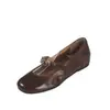 Zapatos Mary Jane metálicos de hebilla, estilo británico, con aumento de altura invisible interior, piel de vaca, colección otoño 2026, tacón medio, punta redonda, planos de piel auténtica para mujer
