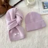 Conjunto de Chapéu e Cachecol 100% Lã Pura Peça Única Cor Lisa Masculino e Feminino Outono e Inverno Conjunto Combinado Espesso e Quente Transfronteiriço