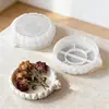 Molde de Silicona de Resina para Bandeja de Almacenamiento de Cemento y Yeso DIY, Molde de Bandeja Redonda de Conejo Pequeño con Borde de Encaje Venta al por Mayor