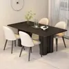 Nueva mesa de comedor de mármol negro, estilo italiano, de alta gama, moderna y minimalista, adecuada para apartamentos pequeños, diseño rectangular, modelo 2026