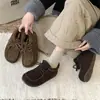 Auténticos Zapatos Birkenstock de Terciopelo de Invierno Cálido de Piel Genuina con Suela Gruesa para Mujer 2025 Nuevas Botas de Nieve Peludas con Cordones Tendencia