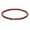 Pulseira de Ouro Puro 999 com Lótus e Granada, Contas da Sorte de Ouro Puro, Pulseira Pequena de Ouro com Contas e Granada, Item de Presente