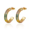 Brincos Coloridos com Strass Cruzados Nova Tendência da Moda Ornamentos para Orelha Leve Luxo Nicho Sensação de Alto Padrão Acessórios de Aço Titânio Venda por Atacado