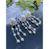 Colgante de borla con cuentas de perlas artificiales estilo antiguo DIY costura a mano ropa Hanfu pendientes zapatos calcetines sombreros accesorios de decoración