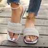 Pantuflas Planas de Talla Grande para Mujer, Casuales y Sencillas, Pantuflas de Mujer de una Tira con Perlas de Colores