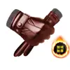 Guantes de Piel Genuina de Cabra para Hombre Otoño e Invierno Clásicos Calientes Acolchados de Terciopelo Viento Cruzado Impermeables Cachemira
