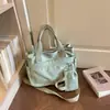 Bolsa tote grande, leve, com múltiplos bolsos, estilo casual e descontraído japonês, para mulheres, bolsa de ombro e transversal simples e estilosa