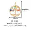 Oro Real de 14K Estilo Cósmico Estrella y Luna Circonita Colorida Árbol de la Vida Incrustación Micro de Circonita Colgante Collar Pulsera Accesorios de Joyería