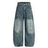 Jeans Scimitar Desconstruídos Patchwork Lavados Street Vibe para Homens e Mulheres 2025 Design de Bolso Calças Foice de Perna Larga
