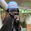 Gorra estilo ins coreano Colorblock Vintage Bordado de Letras Beige Verde Ajustable Casual Béisbol Sombrero para el Sol
