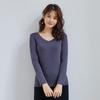 Otoño e Invierno nuevo estilo coreano slim-fit leche seda camiseta de manga larga forro polar camisa base para mujer color sólido top combinable ropa cálida