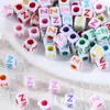 Cuentas de Letras de Colores con Fondo Blanco Acrílico de 6*6mm con Efecto de Goteo de Aceite, Cuentas Sueltas para Pulseras, Collares y Accesorios de Joyería Hechos a Mano DIY